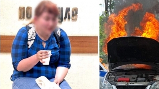 Telefon fırıldaqçılarının təsirinə düşən qadın polis maşınını yandırdı - FOTO 