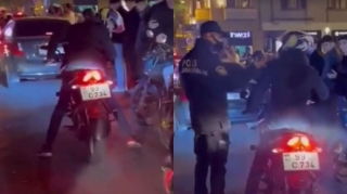 Bakıda motosiklet sürücüsündən qanunsuzluq: Polis hərəkətə keçdi - VİDEO 