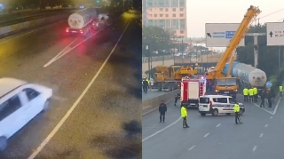 Момент ДТП на дороге Баку - Сумгайыт попал на видео - ВИДЕО