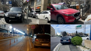 В Баку водители оккупировали тротуары - ФОТО 