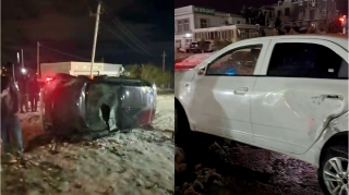 Qaraçuxurda qəza: “Nissan”la toqquşan “Chevrolet” aşdı   - VİDEO
