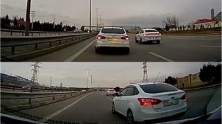 Başı telefona qarışan sürücü sol zolağı zəbt edib yolu kəsdi, ardınca…   - VİDEO