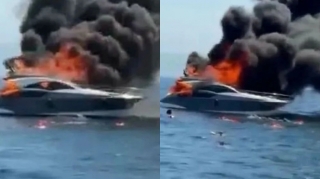 Türkiyədə Mərmərə dənizi sahillərində katerdə yanğın - VİDEO