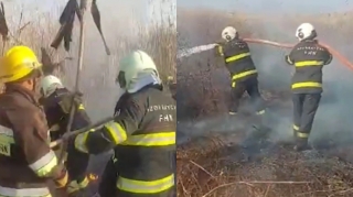 Cəbrayıl və Füzulidə baş verən yanğın söndürüldü - VİDEO 