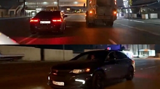 Maşının damına sayrışan işıq quraşdırıb prospekt boyu “şou” göstərdi - 77-MZ-506   - VİDEO