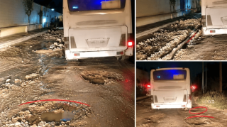 Sabunçuda küçə bərbad vəziyyətdədir: Avtobuslar çətinliklə hərəkət edir  - VİDEO