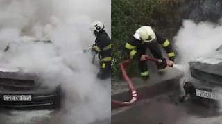 Bakıda “Opel” yandı - VİDEO 