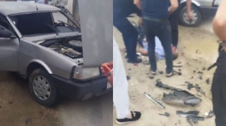 Lökbatanda iki avtomobil toqquşdu: yaralı var   - VİDEO