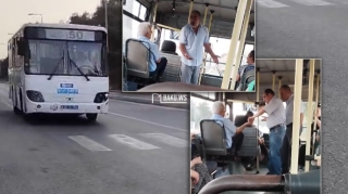 "50" nömrəli avtobusun sürücüsündən özbaşınalıq: "Nəğd pulun yoxdursa, düş aşağı" - VİDEO 