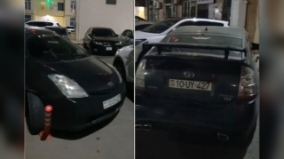 "Prius"lar bu binanın həyətinə qənim kəsilib - VİDEO