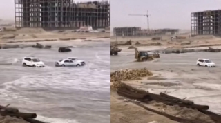 Последствия ветра в Нардаране: автомобили накрыло морской волной    - ВИДЕО