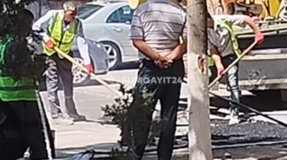 Sumqayıtlı sürücüləri "boğaza yığan"  yol nəhayət asfaltlanır - FOTO