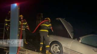 Kürdəmirdə avtomobil anidən yandı  - FOTO