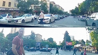 Keçiddən keçməyən piyada sürücünün iradına görün nə cavab verdi   - VİDEO