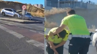 Qırmızıda keçən sürücü YPX maşını ilə toqquşdu: Polisin qolu qırıldı - VİDEO