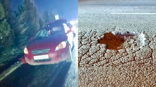 На дороге Забрат-Маштага образовалась яма – Водители жалуются - ВИДЕО 