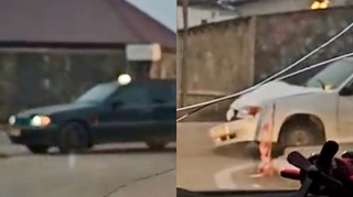 Yolayrıcında qəza: “Mercedes” və “VAZ” toqquşdu    - VİDEO