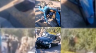 Sifarişi verməyə tələsən sürücü avtomobilini üzü üstə aşırdı    - VİDEO