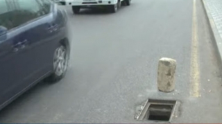 Sumqayıtda kanalizasiya quyusu hərəkətə mane olur  - VİDEO