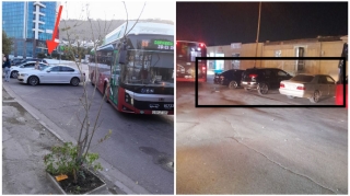 20-ci sahədəki dairə avtobus dayanacağı sürücülərin parkinq zonasına çevrilib    - FOTO