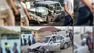 Tərtərdə sürəti aşan “011” “Mercedes”lə toqquşdu  - VİDEO