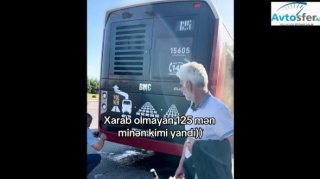 Bakıda sərnişin dolu  avtobus anidən tüstüləndi - Rəsmi AÇIQLAMA   - VİDEO
