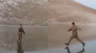 Azərbaycan hərbçiləri Qaragöldə buz üstündə əyləndilər - VİDEO 