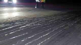 В Губе разлив бетона создал серьезные проблемы для водителей 