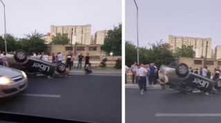 Bakıda taksi yol qəzası törədib, xəsarət alan var 