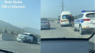 Bakı-Quba yolunda iki avtomobil toqquşdu  - VİDEO