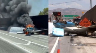 Kaliforniyada təyyarə magistral yola eniş edib  - VİDEO