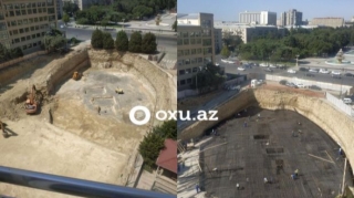 Ekologiya Nazirliyinin binasının yanında ağaclar məhv edilib? - FOTO/VİDEO 