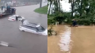 Vladivostok su altında qaldı: Yollar bağlandı - VİDEO 