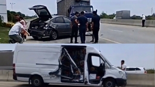 Kürdəmirdə “Toyota Prius”un iştirakıyla zəncirvari qəza   - VİDEO