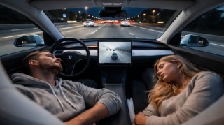 Avtomobil gedir, sürücü yatır: Tesla məharəti - VİDEO 