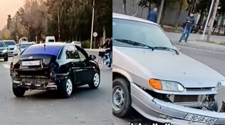Yolayrıcında qəza: “VAZ” və “Hyundai” toqquşdu   - VİDEO