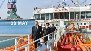 Президент принял участие в церемонии сдачи в эксплуатацию нефтеналивного танкера "Кяльбаджар"   - ФОТО