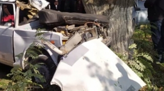 Qubada avtomobil ağaca çırpıldı - Ölən və yaralanan var - FOTO