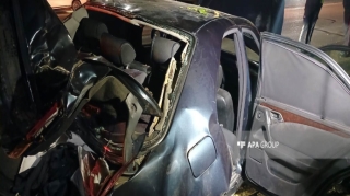 Gəncədə  "Mercedes" ağaca çırpıldı, sürücü xəsarət aldı   - FOTO