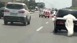 Bakıda "Niva" toy karvanında "avtoşluq" etdi - VİDEO 