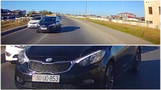 Önündəki maşınla “yarışa girən” sürücü əks yola çıxıb təhlükə yaratdı - VİDEO