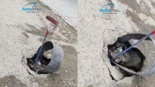 В Хокмали просела дорога, повысился риск ДТП – ВИДЕО  