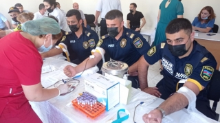 Polis Qaxda qanvermə aksiyasında iştirak edib - FOTO
