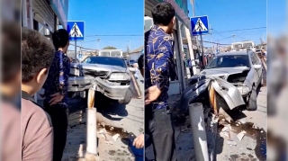 16 yaşlı yeniyetmə  oğruladığı “Mercedes”lə qəza törətdi  - VİDEO