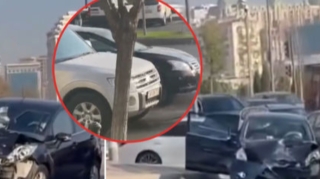 Bakıda ""Ford" "Pajero"ya çırpıldı; yolda tıxac yarandı - QƏZA   - VİDEO