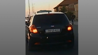 Yol vermək istədi, qayda pozub təhlükə yaratdı  - VİDEO