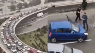 Bakıda körpüdə baş verən qəza tıxaca səbəb oldu   - VİDEO