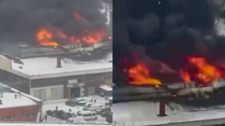 В Москве на складе вспыхнул мощный пожар  - ВИДЕО