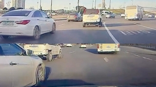 Özünə yer tapmayan sürücü ard-arda qəza şəraiti yaratdı    - VİDEO