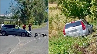 Qaxda iki “KIA” toqquşdu, biri dərəyə yuvarlandı    - VİDEO
